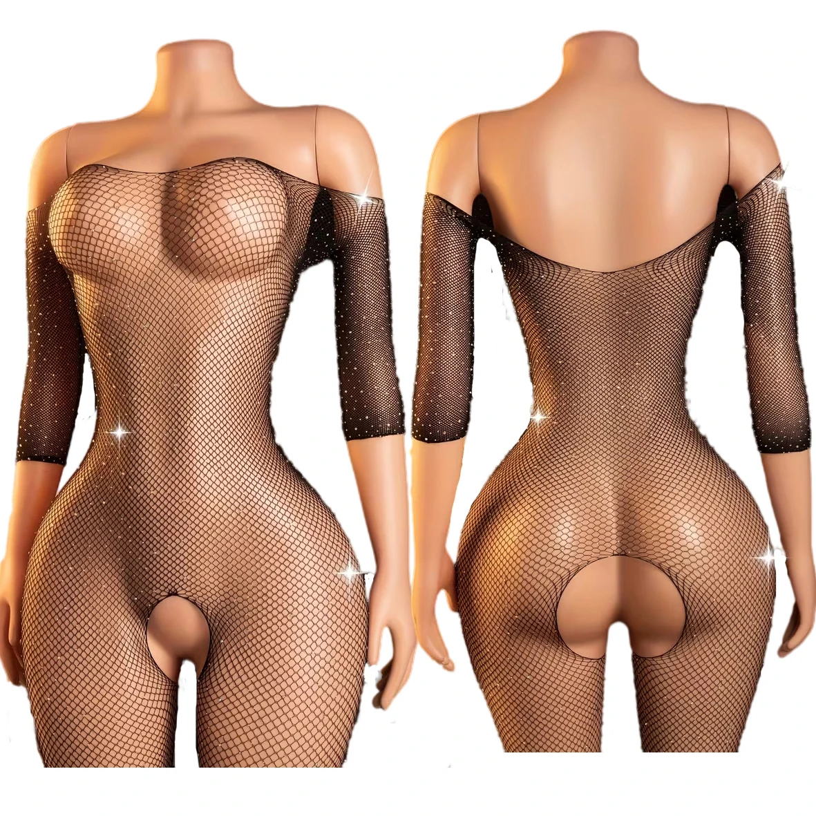 

Сексуальное эротическое белье без вырезов для женщин с открытыми плечами, ажурное сетчатое боди, эластичная полая пижама для тела, облегающая пижама для всего тела