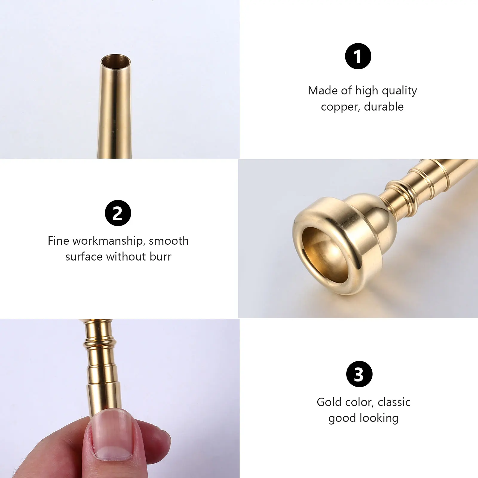 

Professional Quality Copper Trumpet Mouthpiece 5C Size Durable Smooth Tone For Students Intermediates Pros Metal Brass
