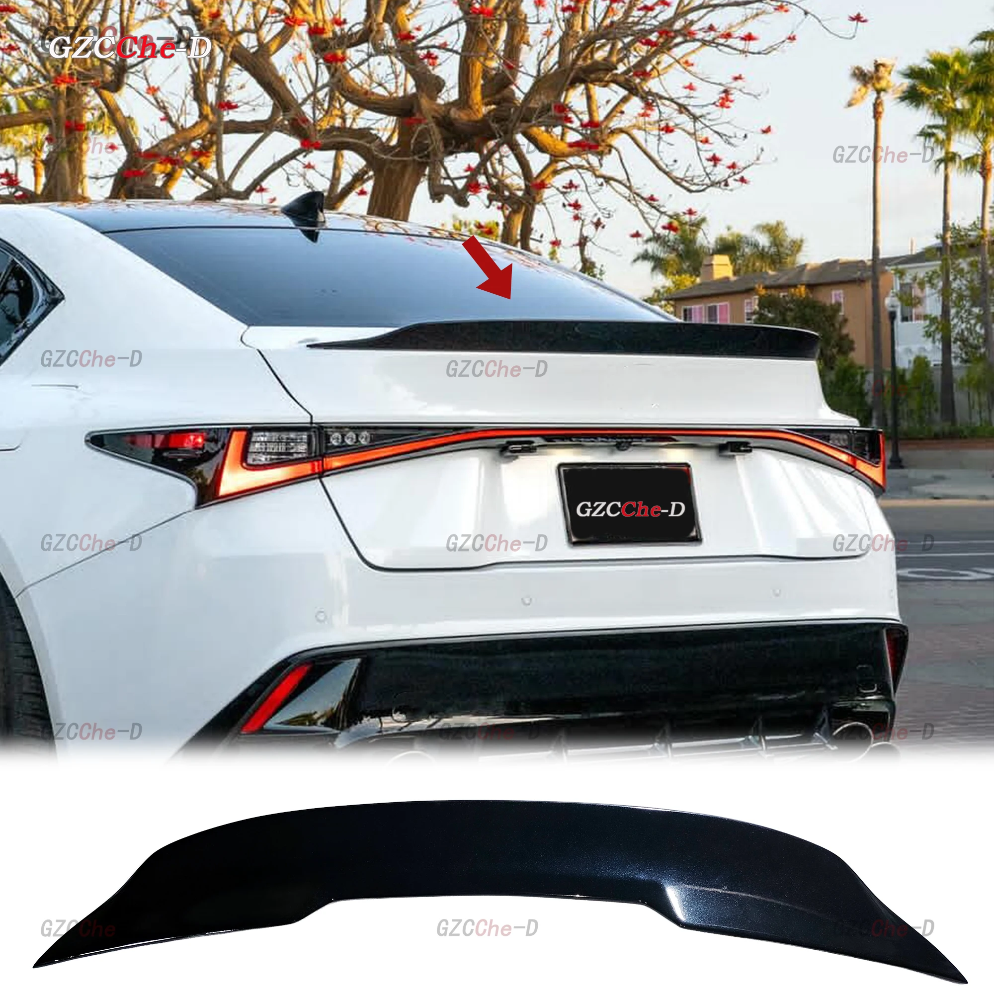 Carbon fiber trunk spoiler, rear windshield spoiler suitable for Lexus IS250 IS300 IS350 2021 2022 2023 2024 model design