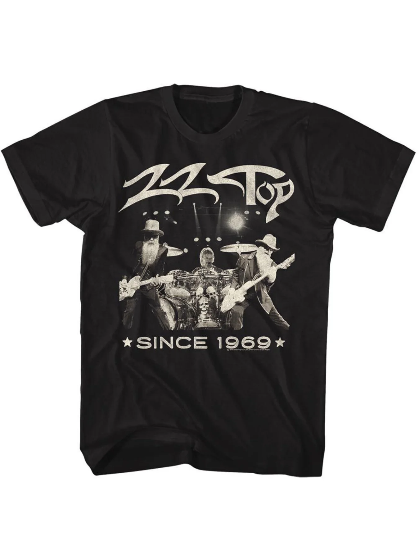 

Официальная футболка ZZ Top Vintage Band — рубашка с рисунком Heavy Metal с 1969 года — черная с белыми надписями TOP — мужской хлопок
