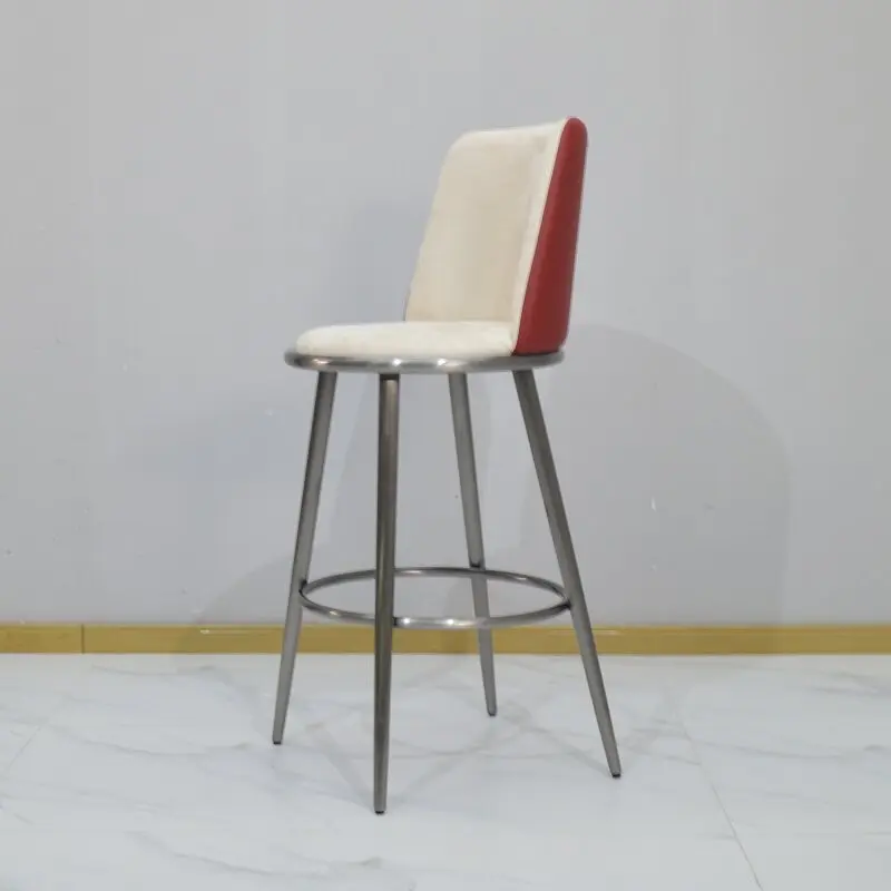 High Stools Relaxing Metal Bar Chair Mid-Century Retro Luxury Comfortable Bar Chair Upholstered Counter Taburete Alto Furniture
