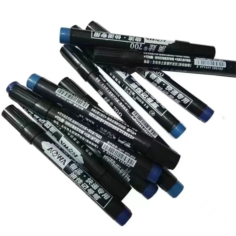 100 Stuks Permanente Marker Pen Waterdichte Inkt Fijne Punt Zwart Blauw Rode Olie Inkt 1.5Mm Ronde Neus Fijne Kleur Marker Pennen