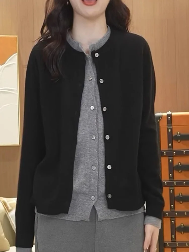 

Laid-ba Color Blo Knitwear Long Sve Women's Top Loose Fit Versatile Faionable Slimming Outerwear Commute Sle