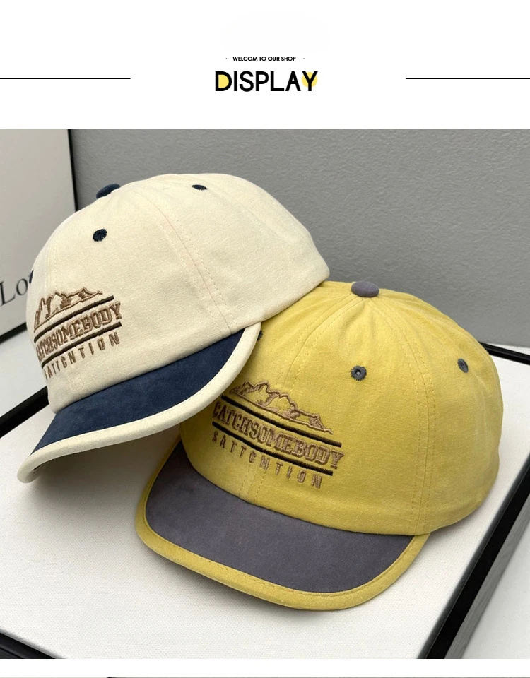 Parent-child Letter Short Brim Baseball Cap Women's Spring and Summer New Korean Versatile Cap Men's Soft Top Sunscreen Visor