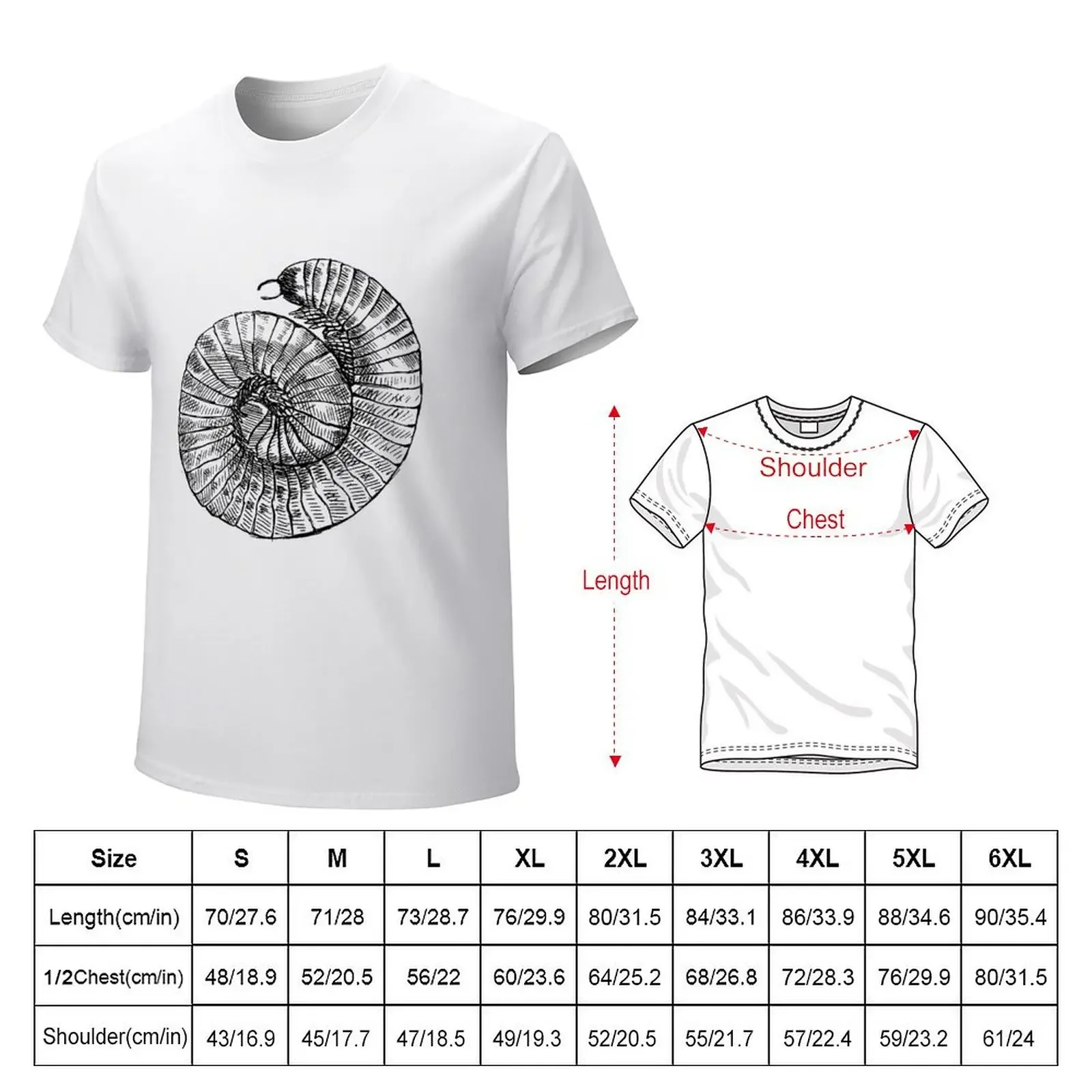 Millipede Spiral T-shirt summer tops quick-drying men clothing