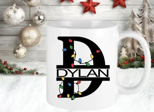 

Boys Personalised Name Monogram Christmas Cup Mug Gift Novelty Present