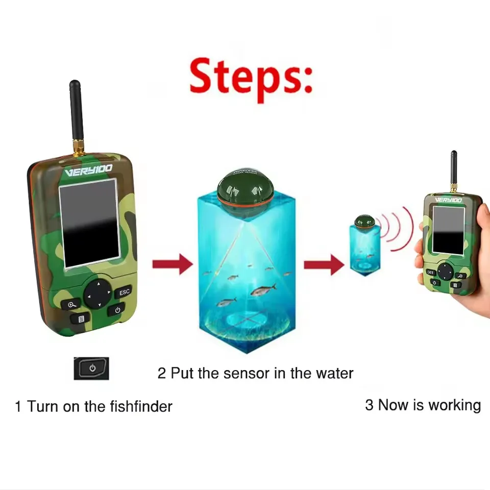 رادار مكتشف الأسماك اللاسلكي الجديد المحمول للتصوير تحت الماء بتقنية السونار جهاز كشف الأسماك بسرعة اكتشف قطيع الأسماك