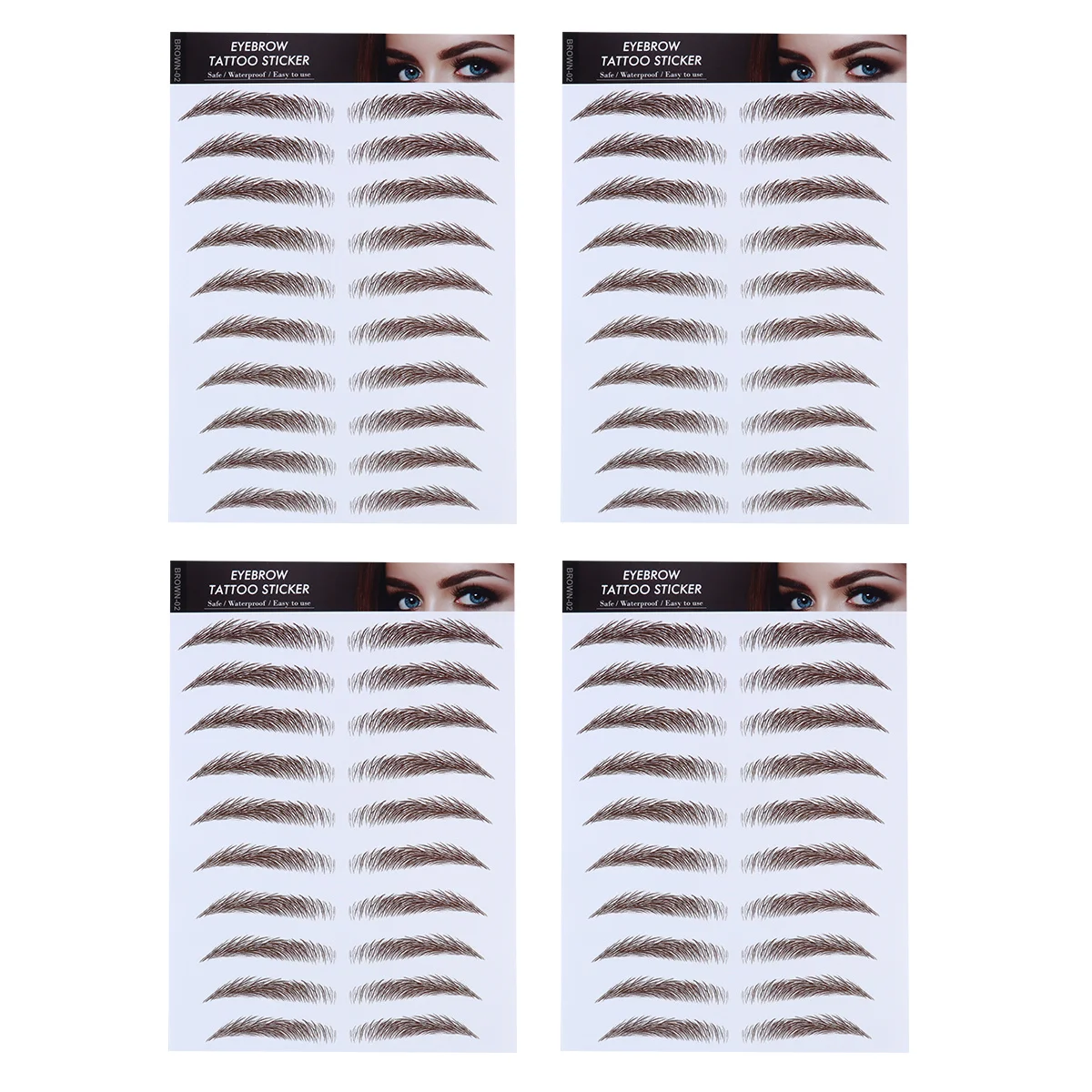 

4Pcs False Eyebrows Stickers Waterproof Easy to Apply Various Styles for Female Eyebrow Stickers False Eyebrows Cosmetics