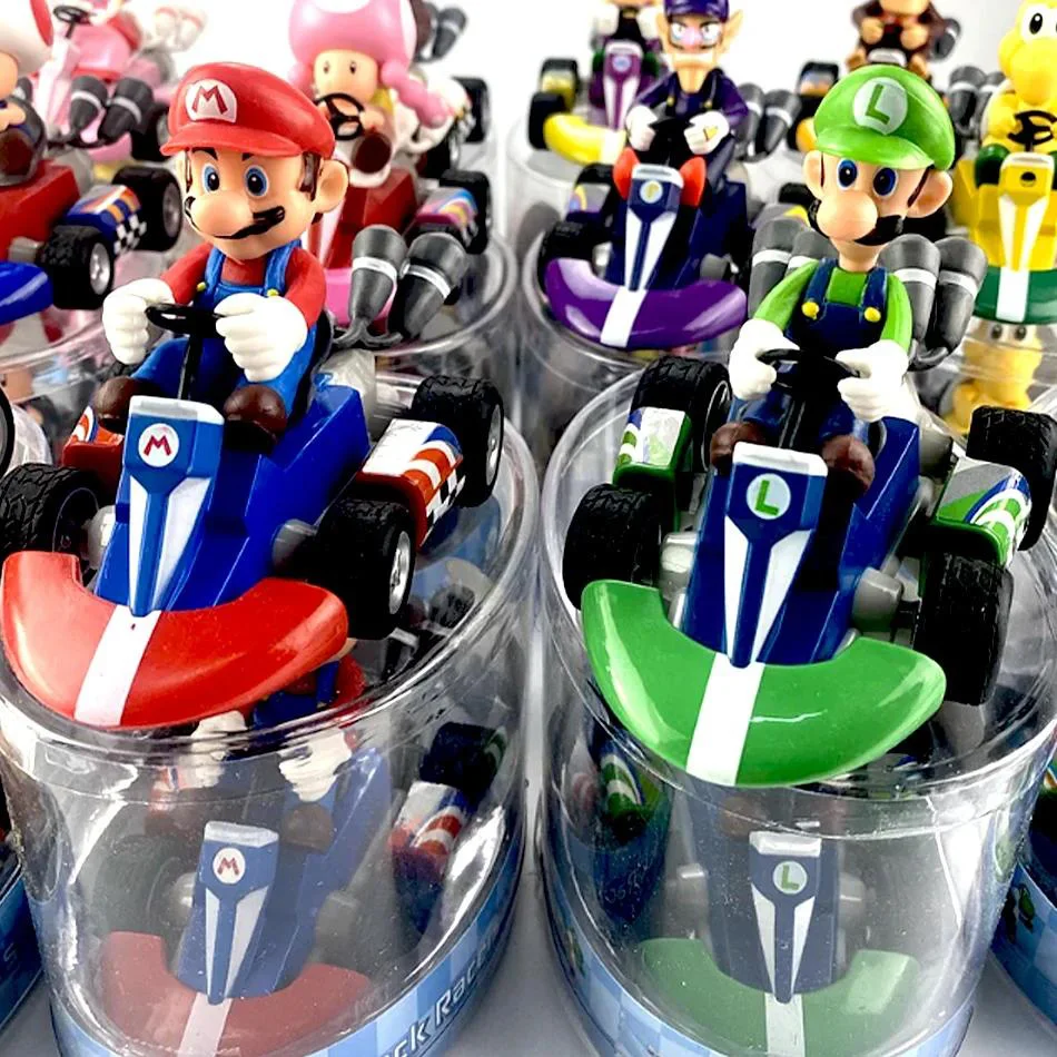 سوبر ماريو بروس الكارتينج لويجي العربة الأميرة الخوخ يوشي العلجوم ألعاب شخصيات الحركة التراجع سيارة أنيمي لعبة دمية هدايا للأطفال #6