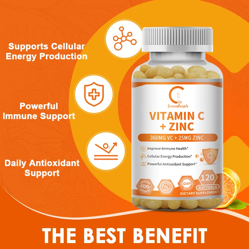 Gpgp Greenpeople Vitamin C Zinc Gummies Collagen Gmo-Free Skin Beauty Health Multivitamin Adults Daily Immune Supplement