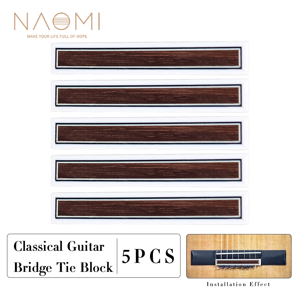 

5PCS Classical Guitar String Ties Block Inlay Wooden Guitar Bridge Rosewood DIY Classical Flamenco Guitar Ties Accesories