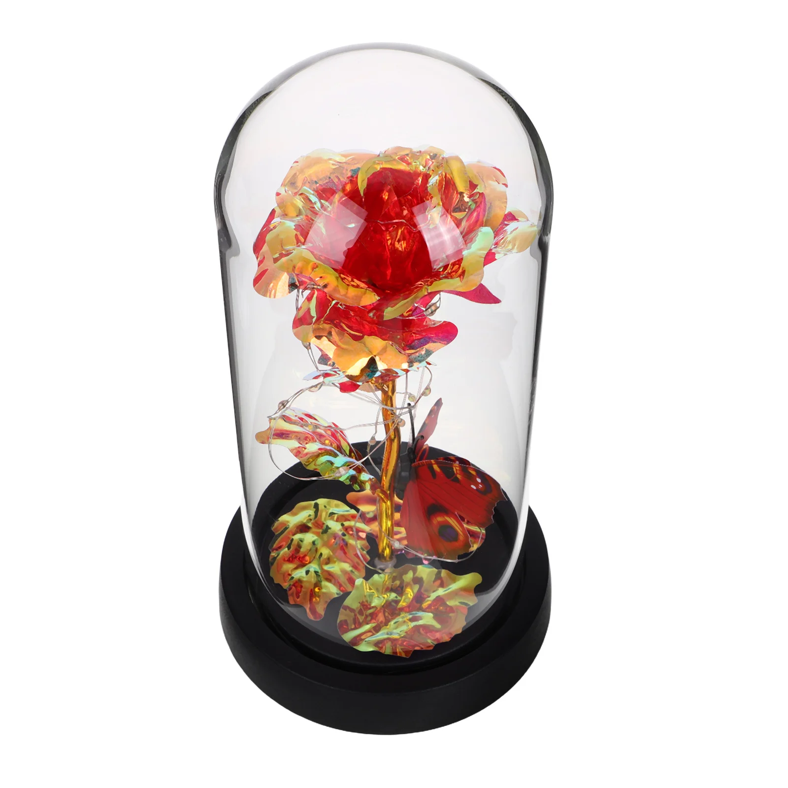 

Bright Glass Dome Builtin Lights Romantic Valentines Day Present Desktop Decoration Anniversary Wedding Gift