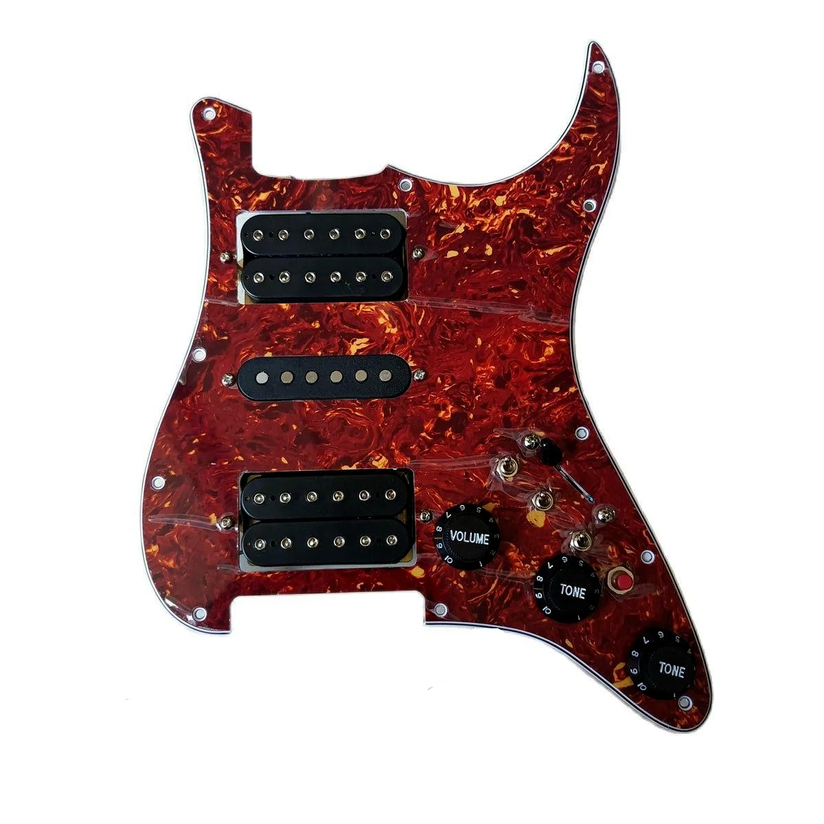 

HSH Strat Guitar Pickguard Set Multifunction Switch Black Alnico V Magnet Pickups 3 Single Cut Way Switch 20 Tones