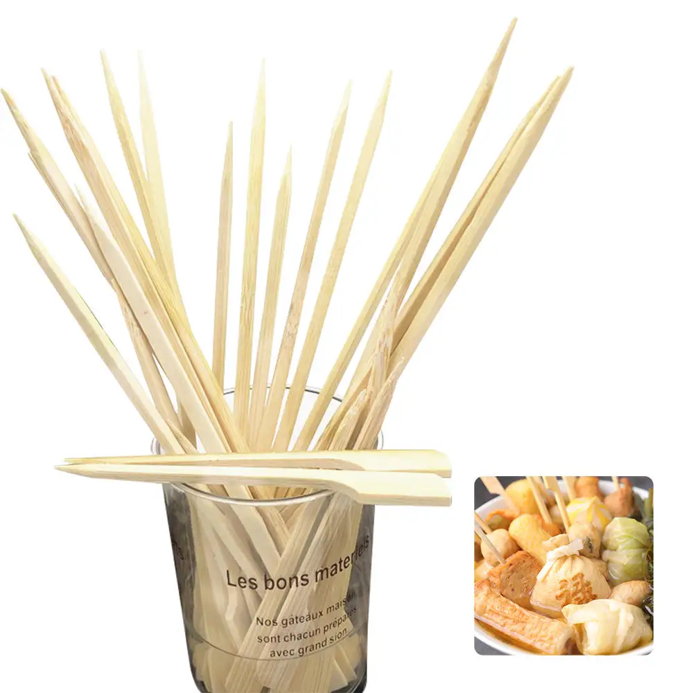 Bamboo stick for barbecue, 12cm/15cm/18cm natural stick, barbecue, party, cocktail, buffet, meat and fruit 100 pieces