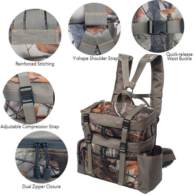 2-In-1 Outdoor Hunting Vest Pack Backpack Waterproof Hunting Bag For Outdoor Sport Hiking Camping