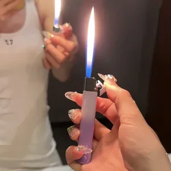 Mini Gradient Inflatable Portable Lighter Windproof High Beauty Outdoor Lighter Cigarette Accessories Women Smoking Gift