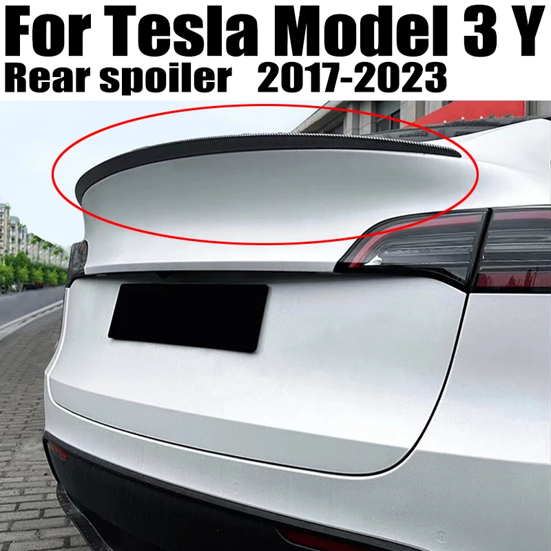 

For Tesla Model 3 Model Y 2017-2023 P Style Tail Carbon Glossy Black ABS Rear Trunk Lid Car Spoiler Wings Car Styling Accessorie