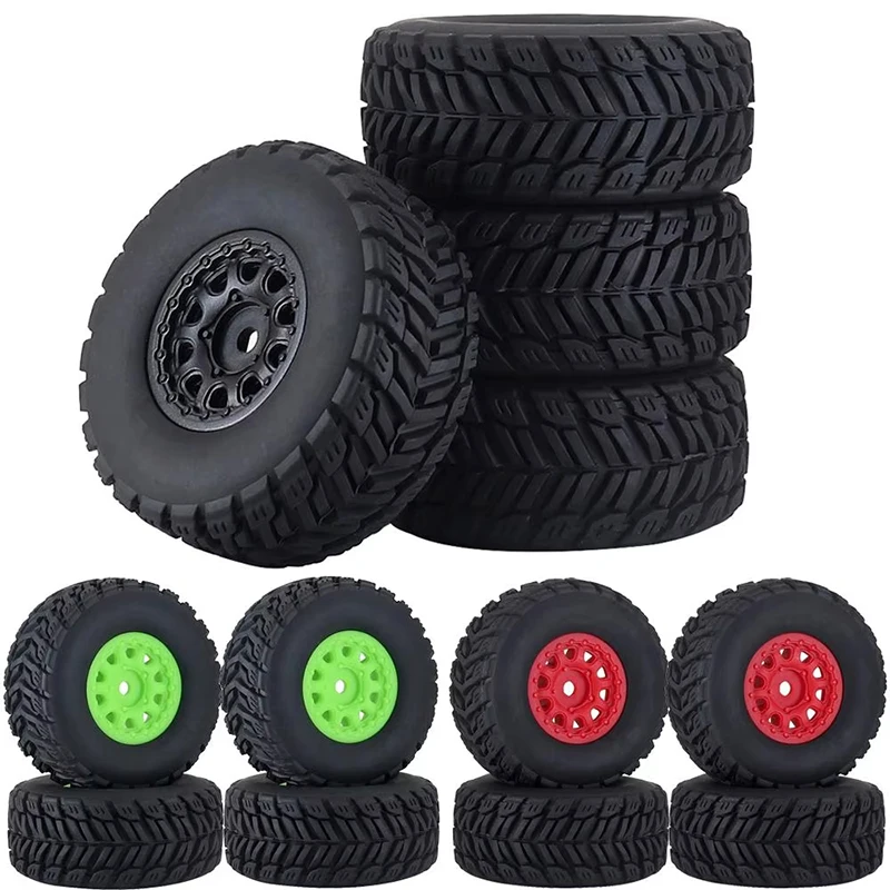 Rc Car 4pcs 64mm Rubber Tire Tyre 12mm Hex Platic Wheel Hub For Wltoys Arrma 1/14 Mini Mojave Grom Mjx Hyper 14301 Rc Car Parts