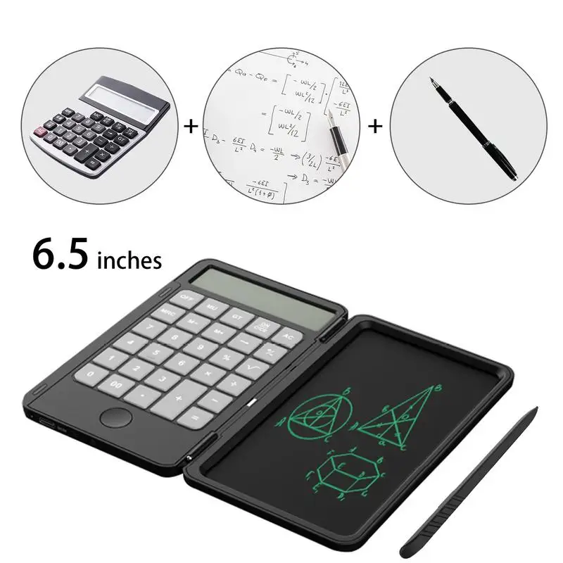 6.5 Inches Electronic Memo Pad Calculator with Calculator 12 Digits Simple Calculator Multi-functional Digital Memo Learning