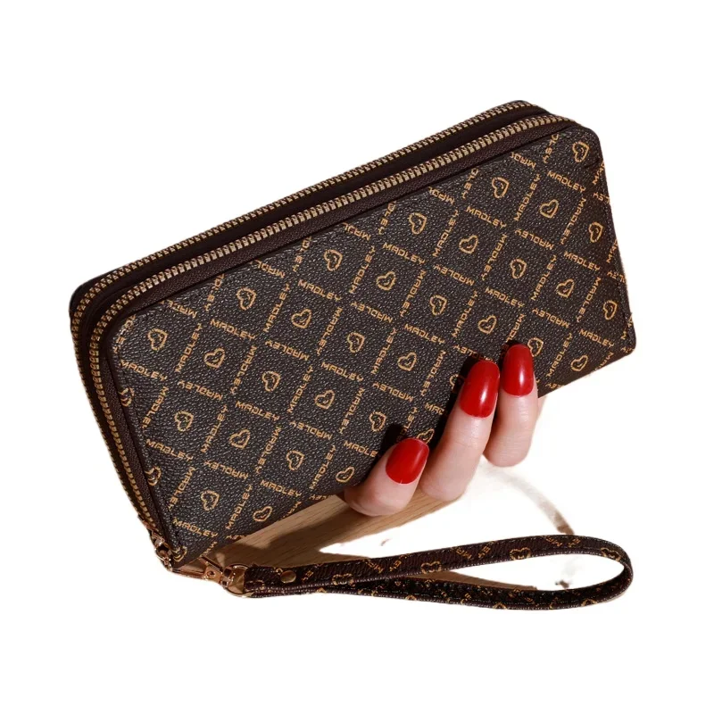 Portfel Nowa, długa, damska, ręczna, codzienna torba na telefon z podwójnymi zamkami i torbą na karty o dużej pojemności. Gorąca sprzedaż