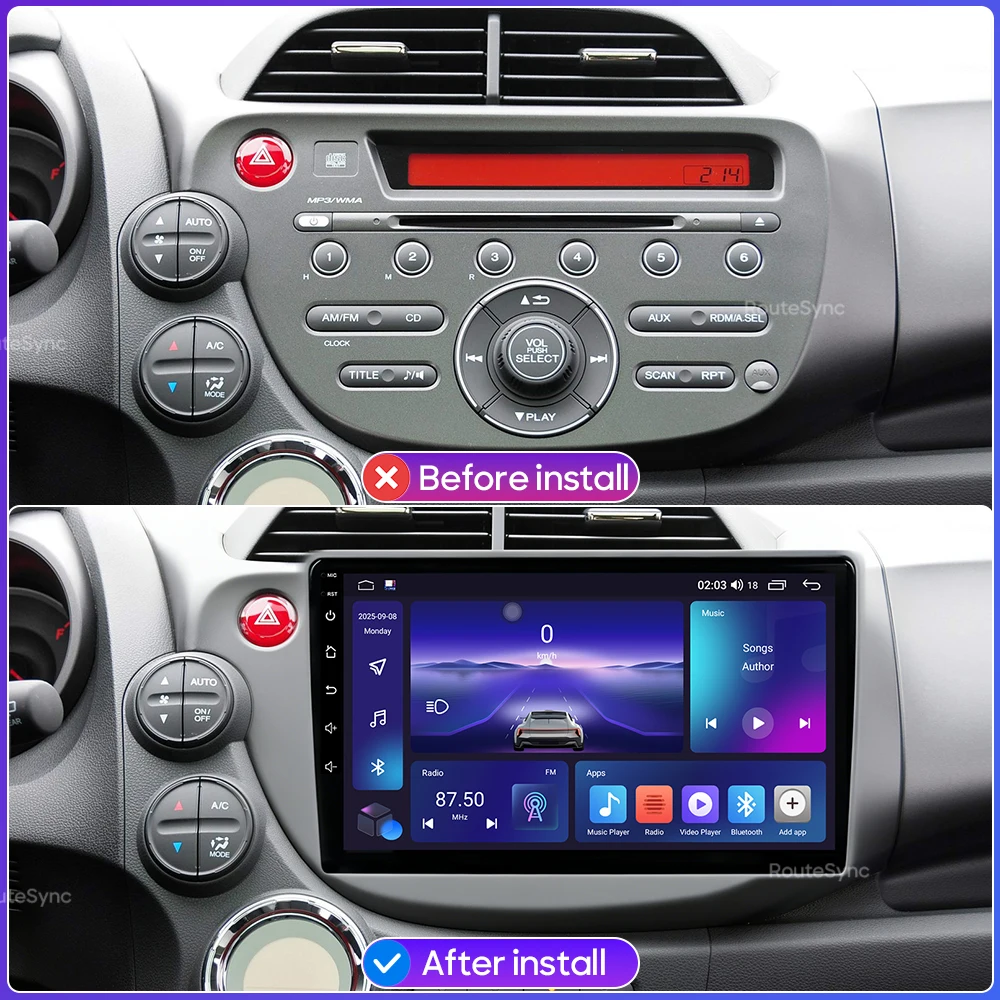 Android For Honda Jazz 2 GG Fit 2 GE GP GE 2008 - 2014 CarPlay Auto Car Radio Multimedia Video Player Navigation GPS Head Unit
