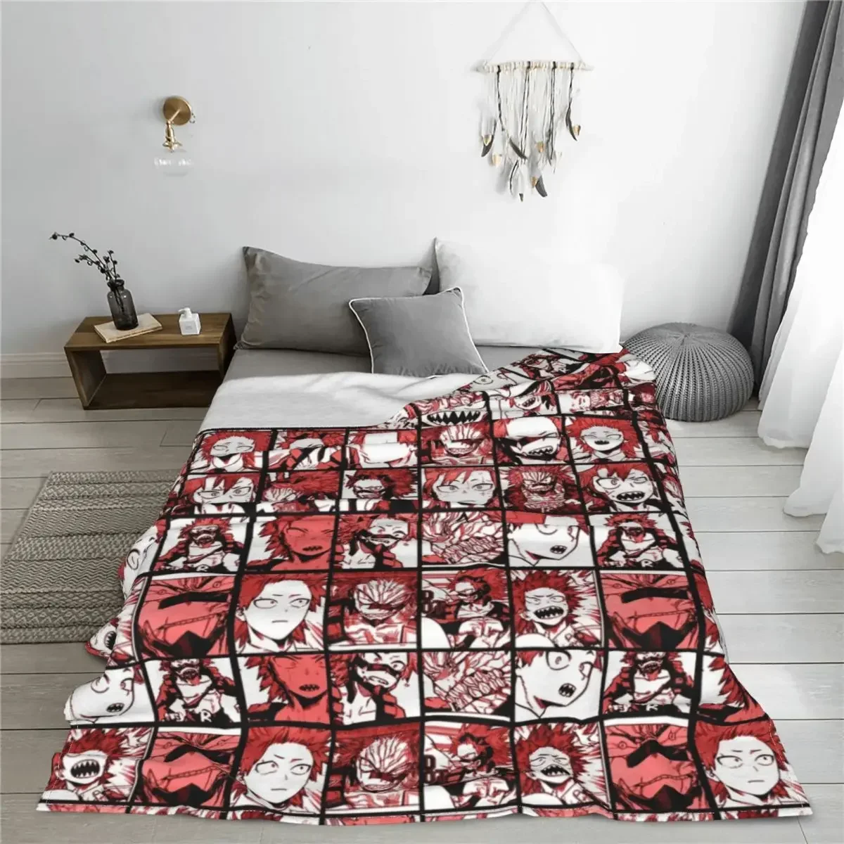 Boku No My Hero Academia Kirishima Blankets Collage Academy Plaid Anime Flannel Throw Blankets Bedroom Sofa Soft Warm Bedspreads