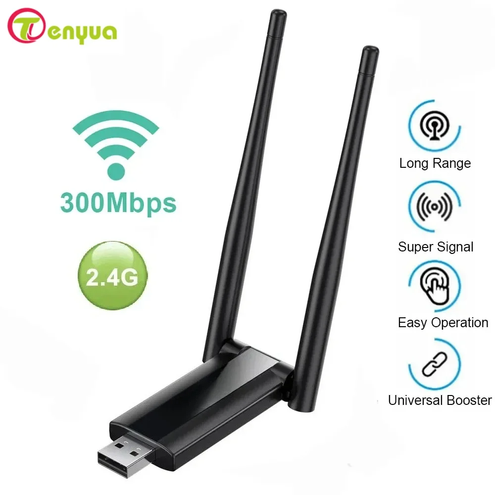 Usb 2.4g 300mbps sem fio wifi repetidor extensor roteador amplificador de sinal wi-fi impulsionador adaptador de placa de rede de longo alcance para pc