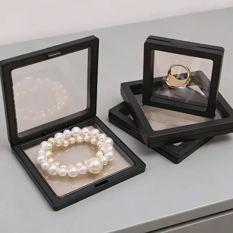 3D Floating Square Jewelry Storage Box, Reusable Display