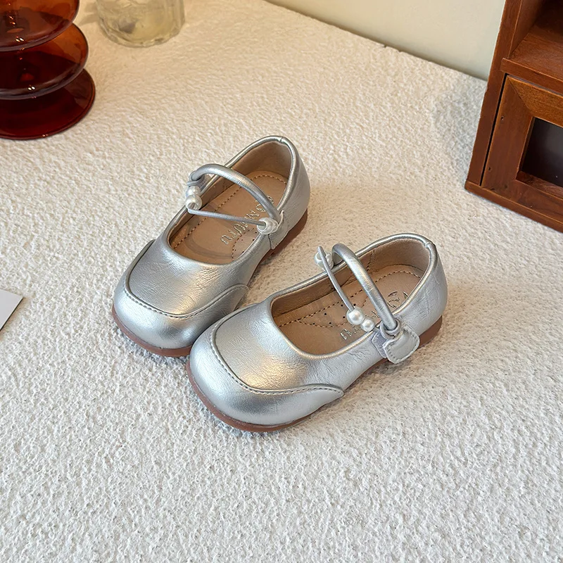 

Girls Spring Autumn New Princess Shoes PU Leather Shoes Soft Sole Non-slip Square Mouth Fashion Flats School Loafer Size 23-34