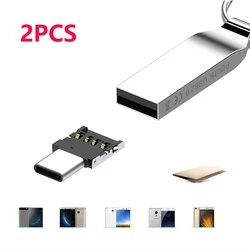 2PCS OTG Micro USB Type C Adapter USB-C Male to USB 2.0 Female Data Transfer Connector for Macbook Samsung Xiaomi Huawei Phone
