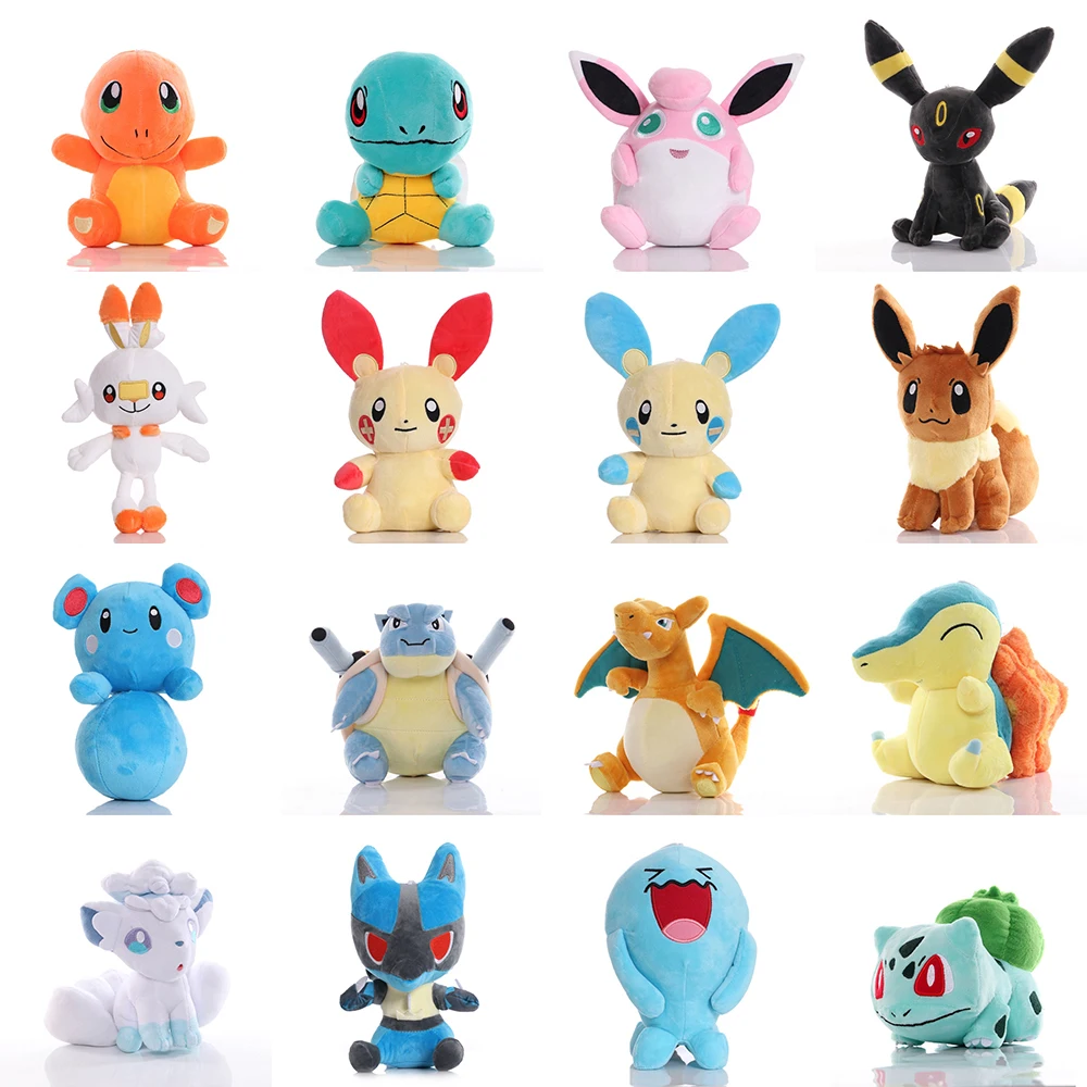 

New Pokemon Plush Toy Pikachu Eevee Stuffed Doll Charmander Squirtle Bulbasaur Charizard Blastoise Snorlax Children's Day Gifts