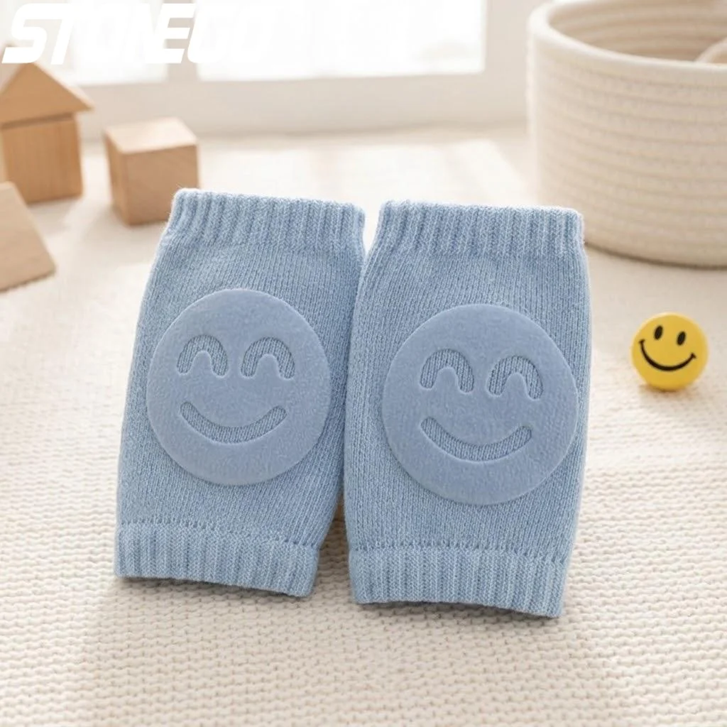 Baby Knee Pads for Crawling Non Slip Terry Cloth Smiling Cartoon Face Elbow Protection Infant Toddler 0 2 Years