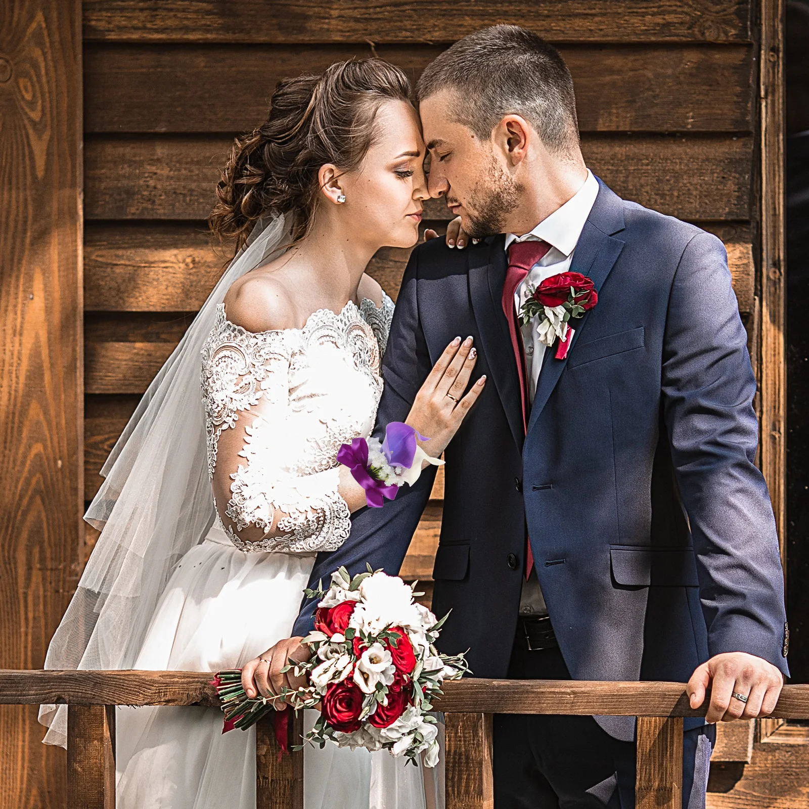 

Artificial Flower Corsage Simulation Brooch Classic Color Matching Wedding Photographic Prop Groom Best Man Bride Corsage