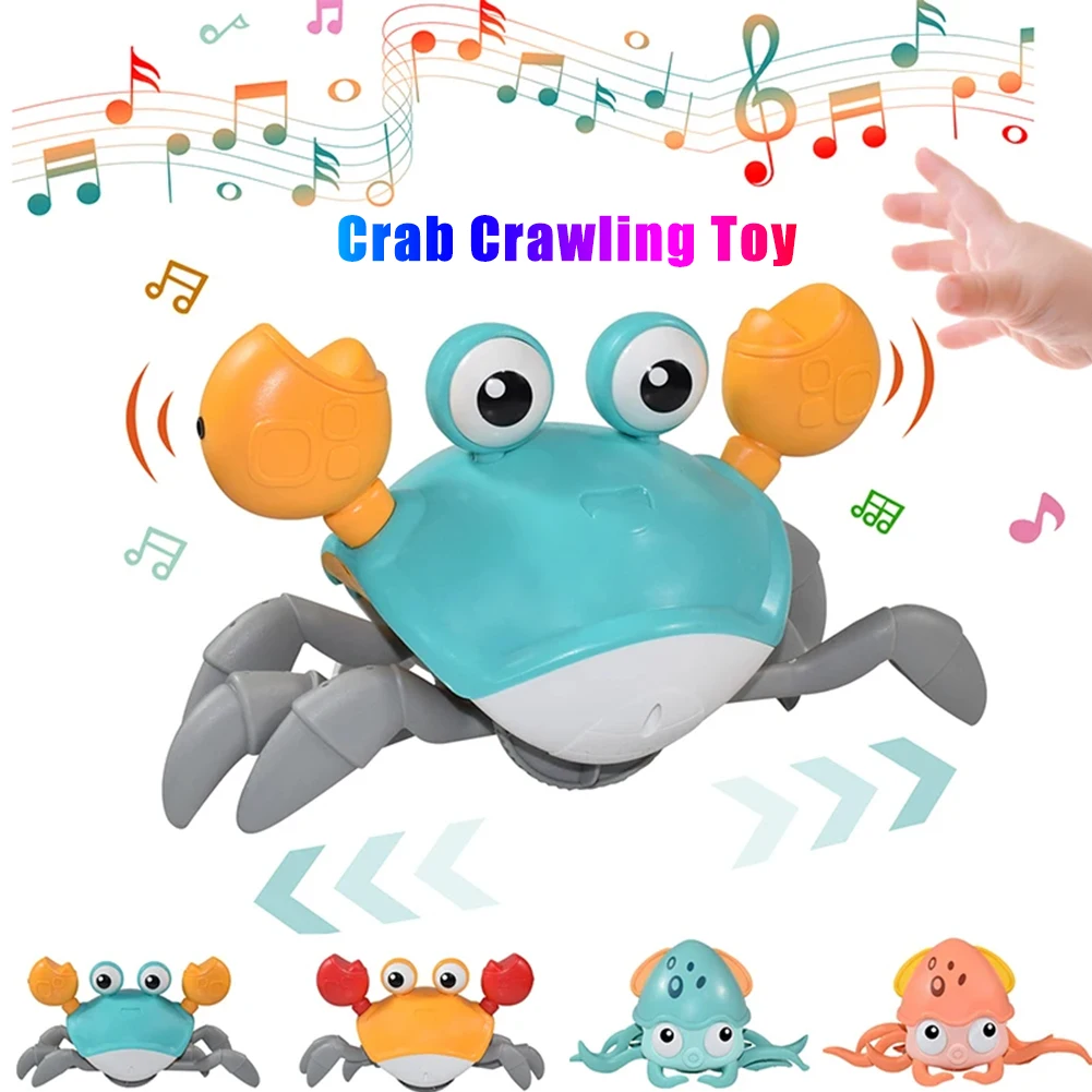 Crianças indução escape caranguejo polvo rastejando brinquedo do bebê eletrônico animais de estimação brinquedos musicais educativos criança brinquedo em movimento presente natal