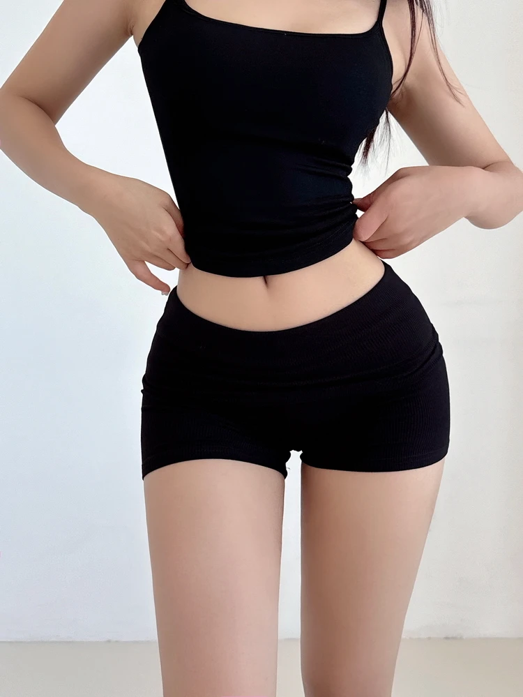 Pantalones cortos ajustados de doble capa para mujer, pantalones cortos personalizados para verano, pantalones cortos sexis para mujer, pantalones deportivos rosa