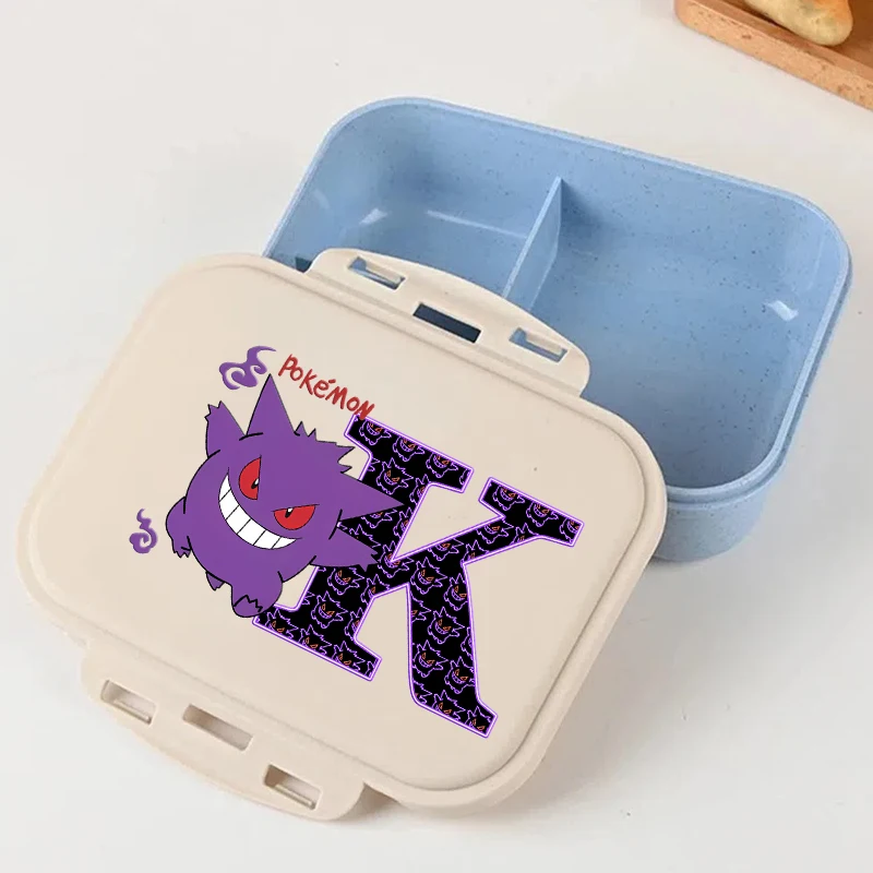 Gengar Pokemons Bento-Lunchbox, Cartoon-Buchstaben A-Z, bedruckt, Lebensmittel-Aufbewahrungsbehälter, Kinder-Lunchbox für Jungen, Kindergeburtstagsgeschenke