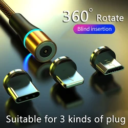 USB C Magnetic Cable Fast charge 3A Micro USB Type C 360 Magnet Fast Charger For iPhone Samsung Android Mobile Phone Cable