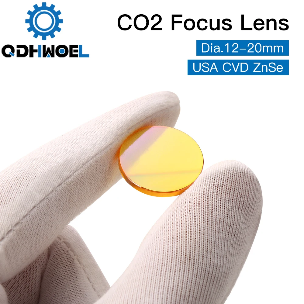 QDHWOEL Focus Lens USA CVD ZnSe dia 12 15 18 19.05 20 FL 38.1 50.8 63.5 76.2 101.6 127mm for CO2 Laser Engraving Cutting Machine