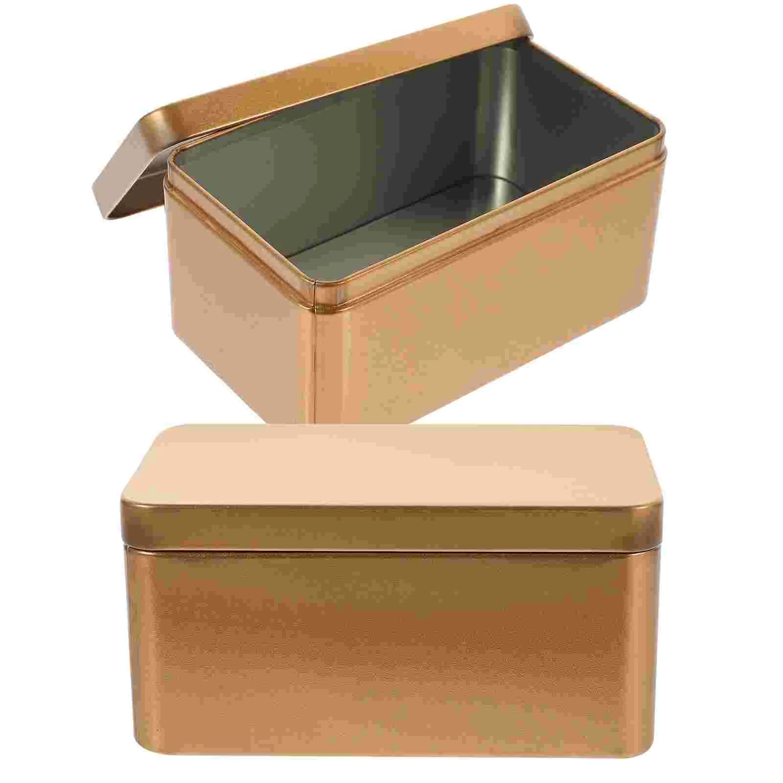 

2 Pcs Storage Tea Box Tins Sundries Container Tinplate Case Travel Rose Gold Cookie Jar Peppermint Candy