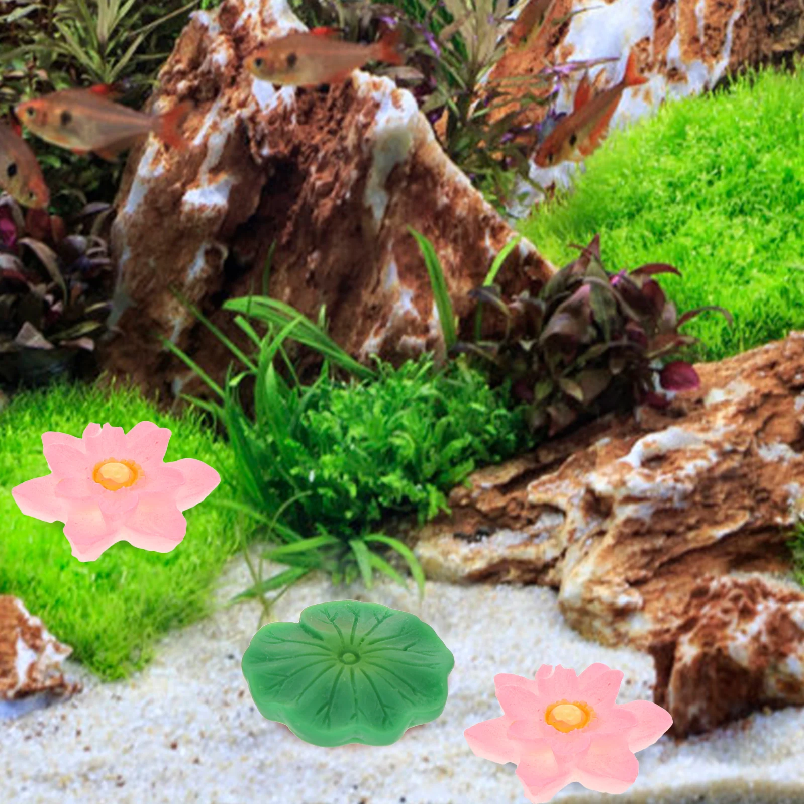 

12 Pcs Lotus Resin Decor Pieces High Quality Fish Tank Décor Aquarium Craft Realistic Modeling Lifelike nament Pet Supplies
