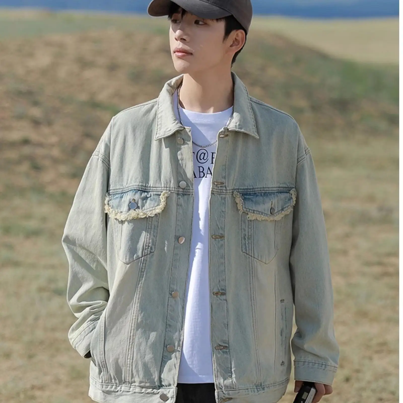 

American Sle Loose Fit Men's Denim Jaet Retro Waed Spring Autumn New Arrival Japanese Sle Cool Workwear Jaet