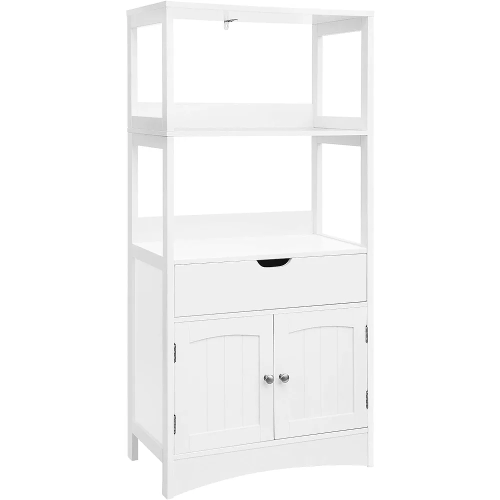 

Bathroom Storage Drawer, 2 Open Shelves and Door Cupboard, Large Floor Cabinet in The Entryway, Kitchen, W