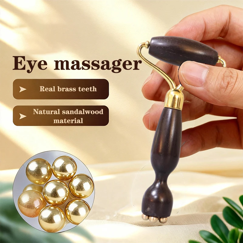 

Purple Sandalwood Roller Massager Lotus Seedpod Beauty Professional Brass Facial Gua Sha Tool Eye Relaxation Spot Meridians