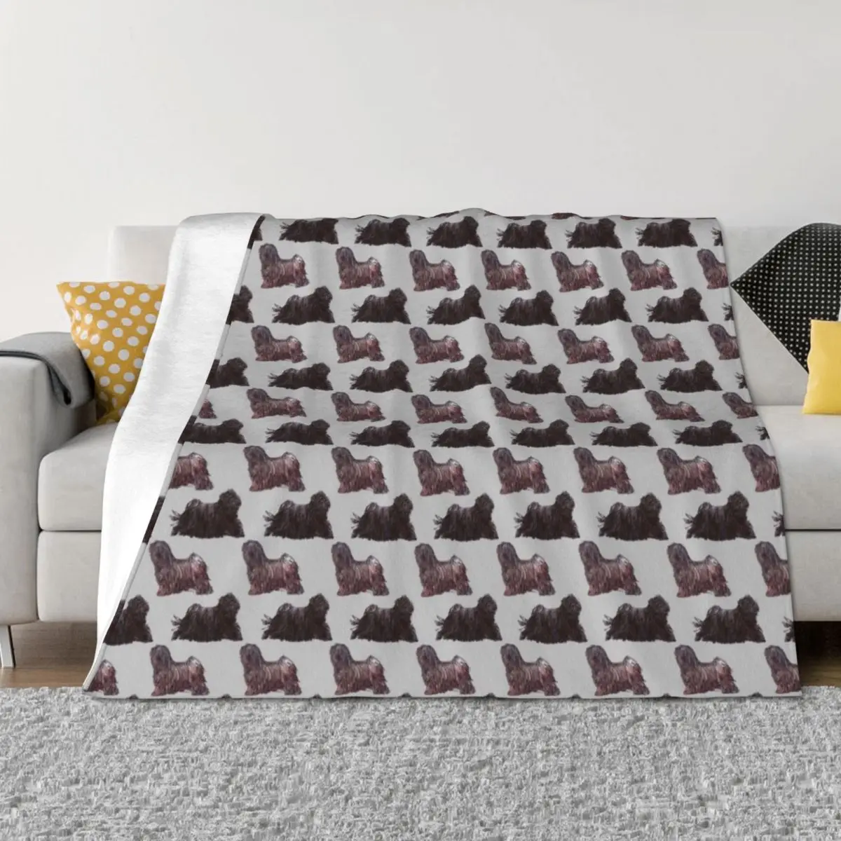 

Hungarian Puli Repeat Pattern Throw Blanket Bed Giant Sofa Sofa funny gift Blankets