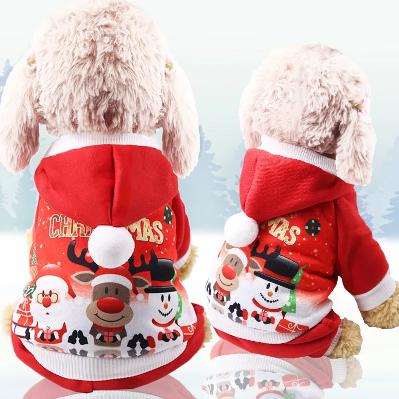 Dog Winter Warm Pet Clothes Christmas Clothes  for Small Medium Dogs Elk Santa Claus Dog  Coat Hoodies Christmas Dogs Costume