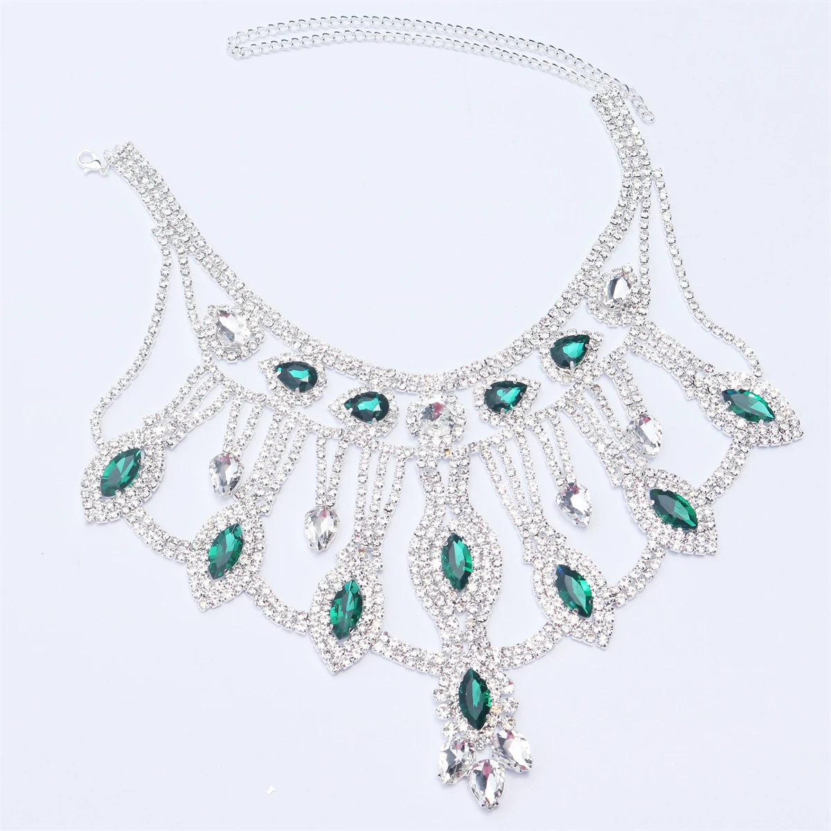 Fashion Exaggeration Multilayer Rhinestone Chunky Chain Heavy Crystal Choker Statement Necklaces for Women Charm Pendant Jewelry