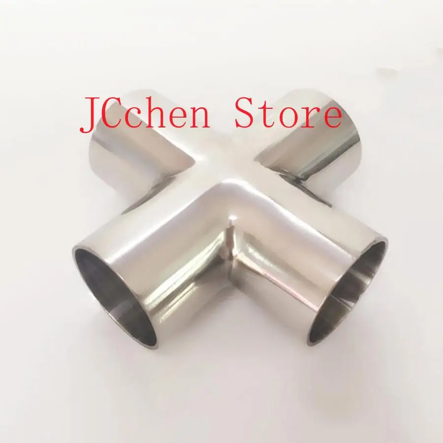 

63mm 2.5" Pipe OD Butt Welding Cross 4 Ways Splitter SUS 304 Stainless Steel Sanitary Fitting Spliter Homebrew Beer Wine