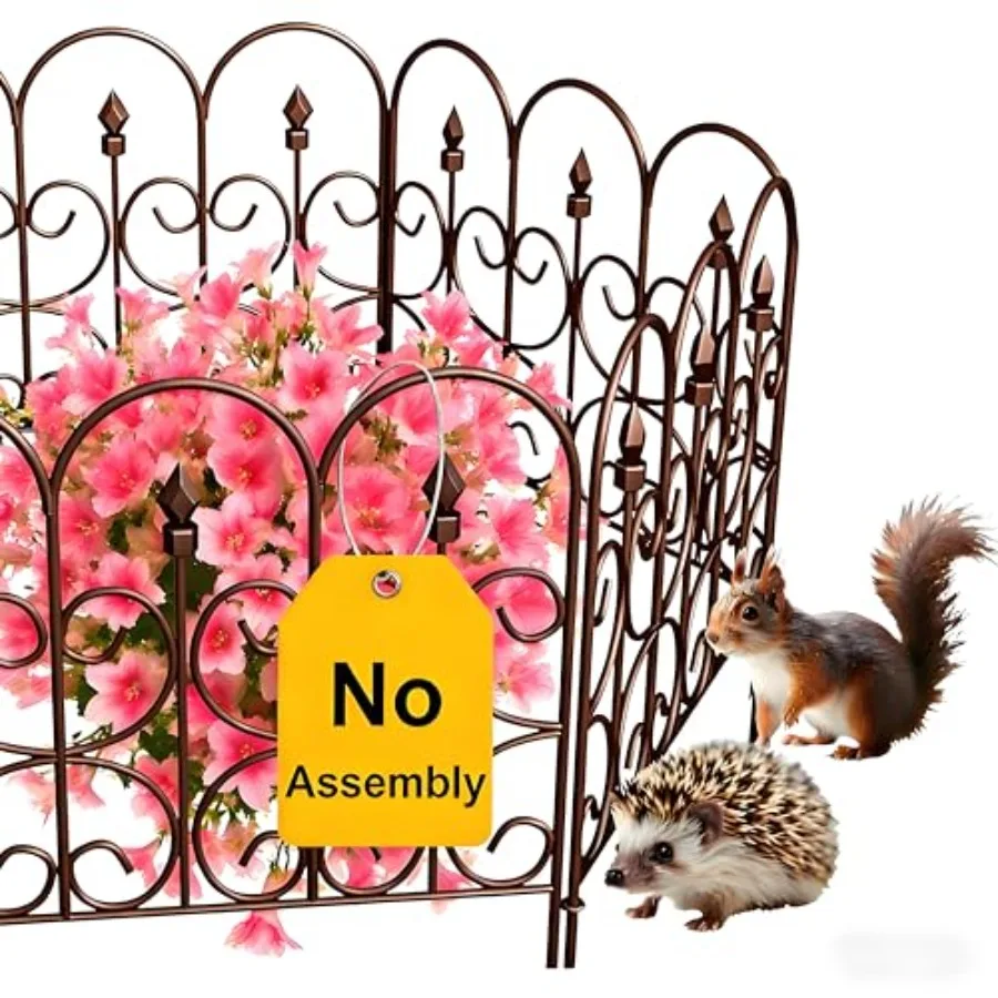 

AMAGABELI 5 Panels 32in H ×10ft(L) Decorative Garden Fences and Borders for Dogs No Dig Rustproof Metal Fence Panels Garden Edg