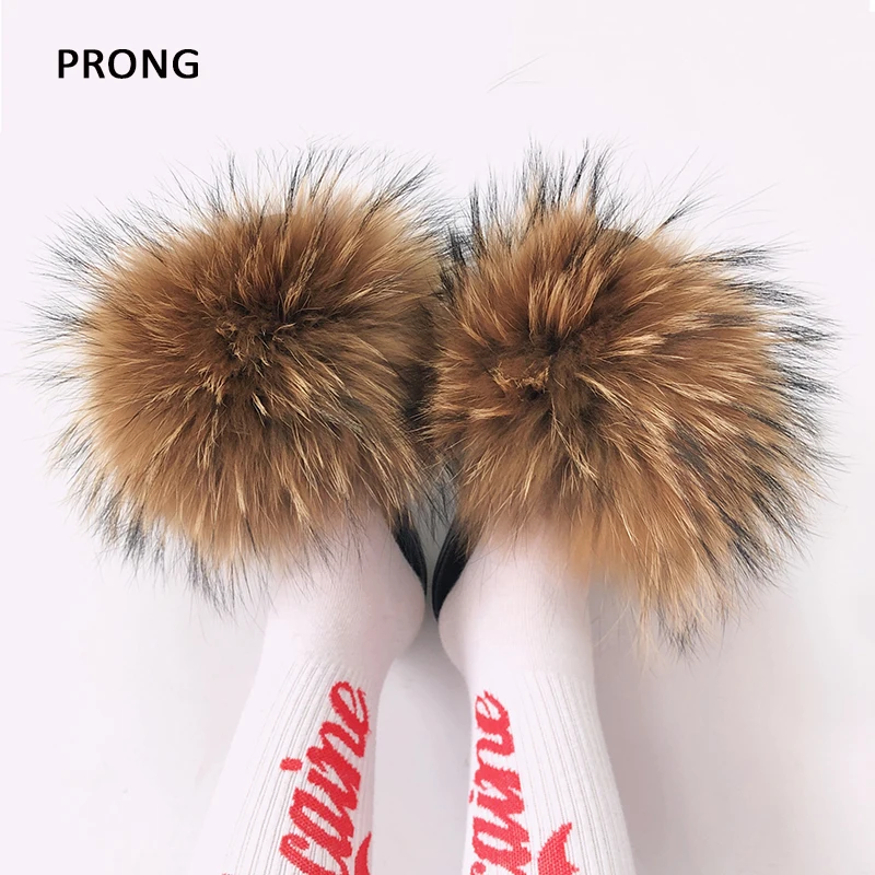 

Real Raccoon Fur Slippers For Women 2024 Summer Fluffy Indoor House Shoes Flat Slides Outdoor Cute Beach Sandals Fur Flip Flops