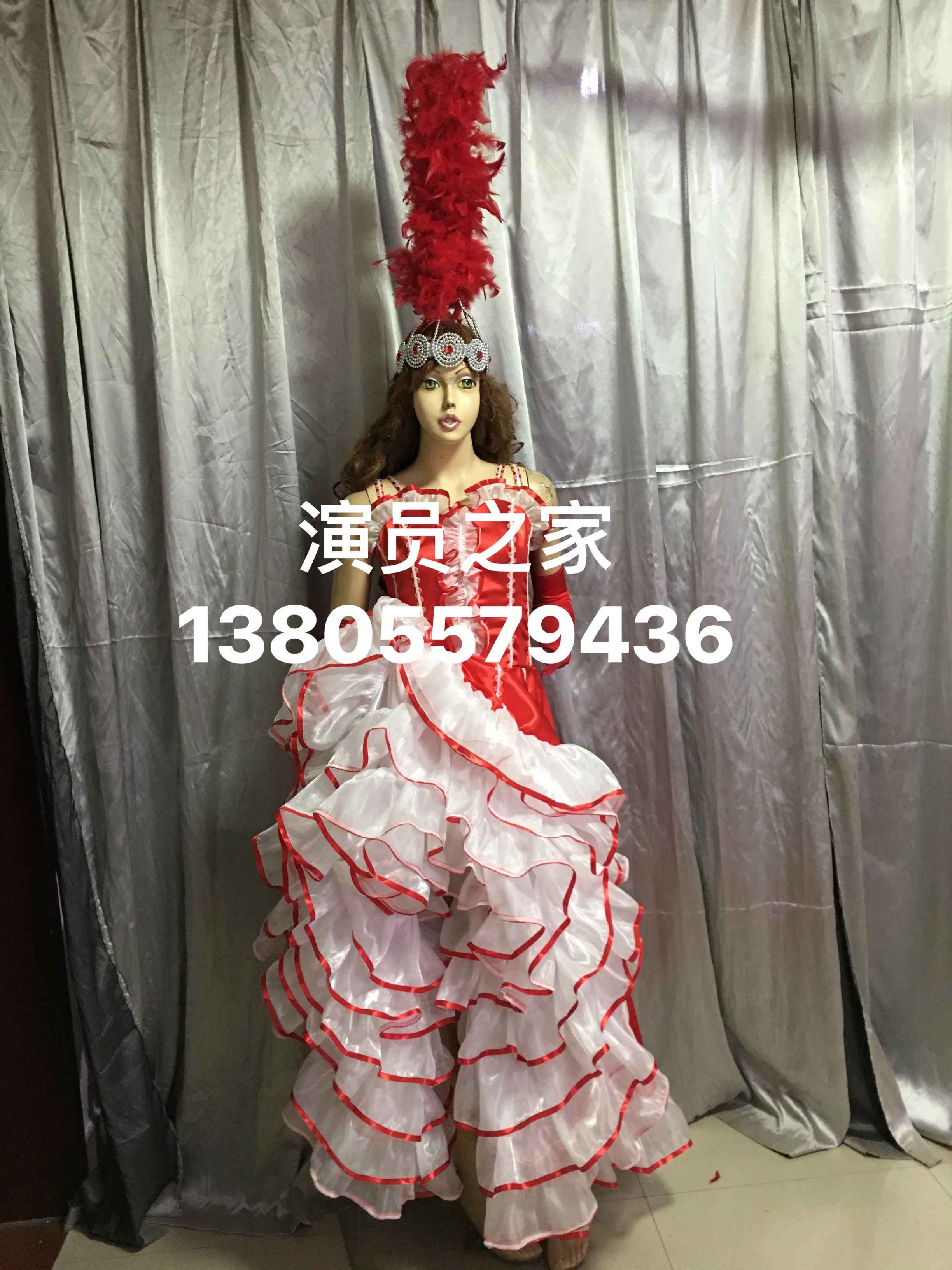 

Французское танцевальное платье Cancan для женщин, сценическое представление, включает головной убор